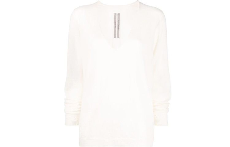 RICK OWENS Cashmere Sweaters Women's White V Neck Moderate