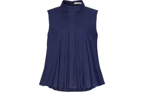UNIQLO X Marni Women's Tuck Blouse Navy