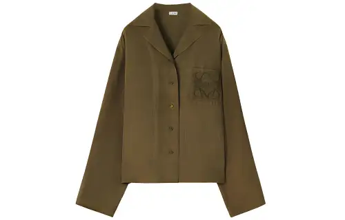 LOEWE Shirts Women's Dry Green Lapel Moderate
