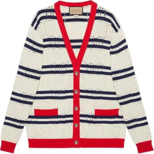 GUCCI SS22 Stripes Knitwear Women's Ivory White