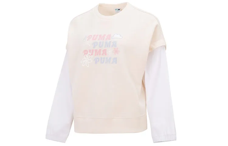 PUMA Sweatshirts Women's Ecru Crew Neck Moderate