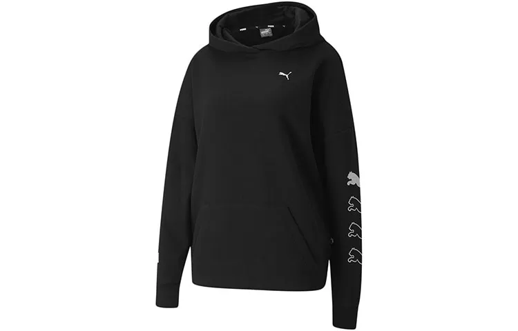 PUMA Sweatshirts Women's Black Hooded Moderate Regular
