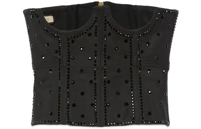 GUCCI Sequin Embroidered Corset Top Black