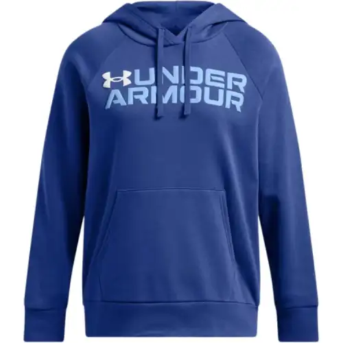 Under Armour Rival FleeceWordmark UA Hoodie Sweatshirt Women's Tech Blue
