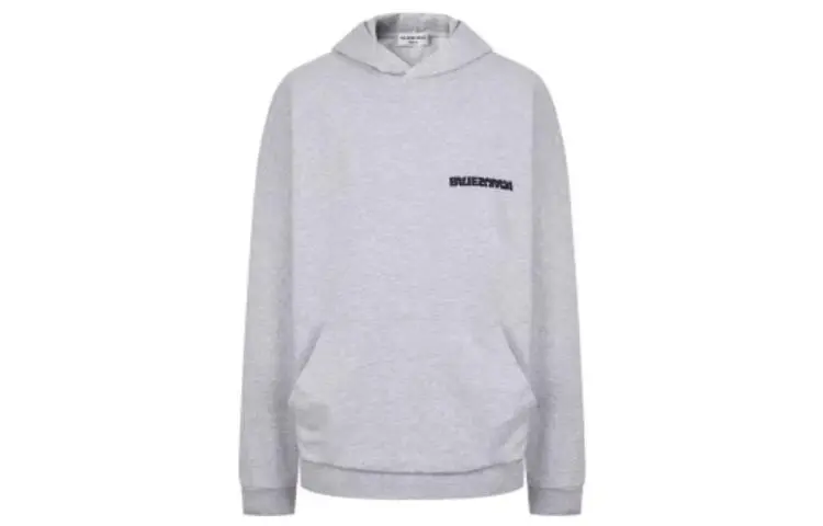 Balenciaga Women's Rotated Logo Embroidered Hoodie Grey