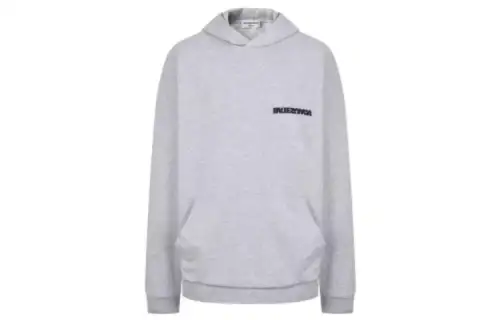 Balenciaga Women's Rotated Logo Embroidered Hoodie Grey