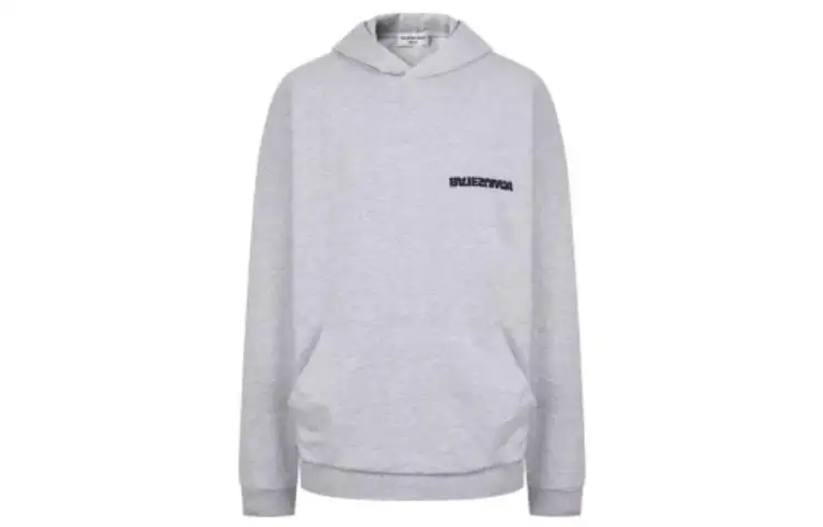 Balenciaga Women's Rotated Logo Embroidered Hoodie Grey