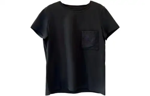 HERMES T Shirts Women's Black Crew Neck Moderate Straight Fit