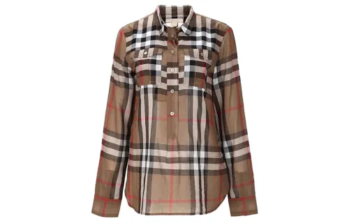 Burberry Shirts Women's Coffee Square Collar Moderate Other