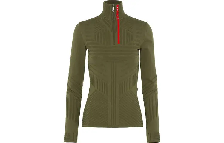 PRADA Knitwear Women's Green Turtleneck Moderate Base Layer