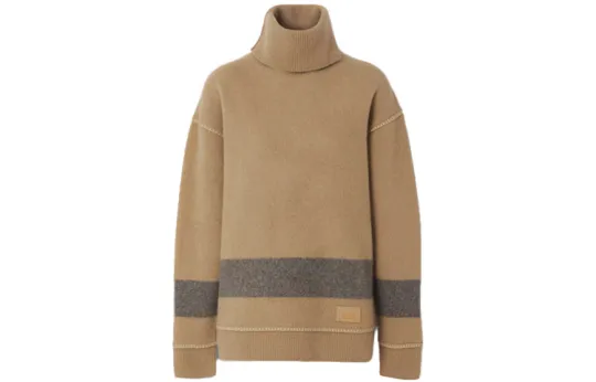 Burberry Cashmere Sweaters Women's Camel Turtleneck Moderate