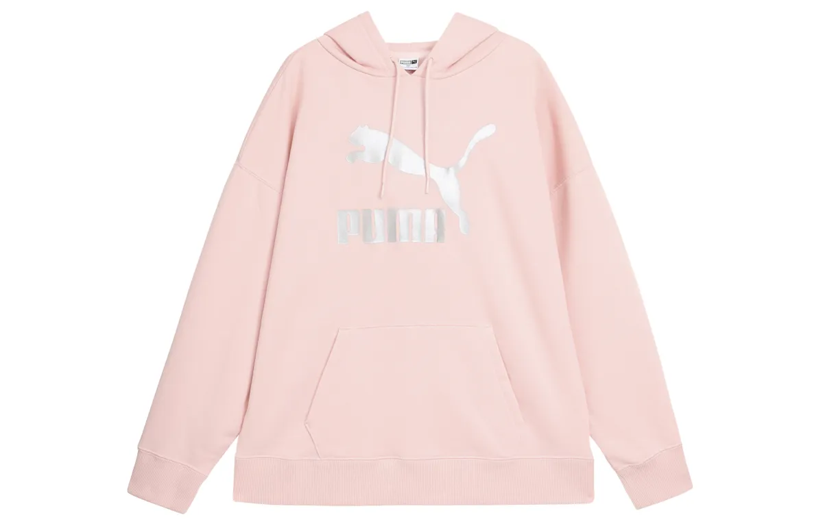 PUMA Sweatshirts Women's Pink Hooded Moderate Straight Fit