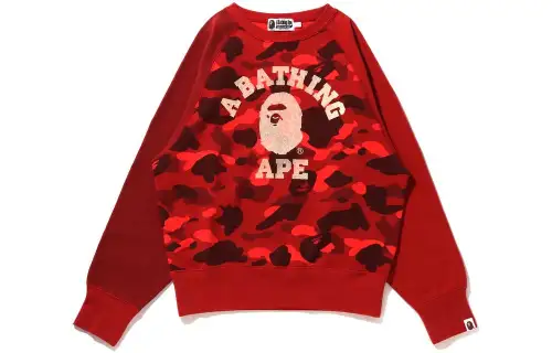 Bape Women's Crazy Color Camo Raglan Crewneck White