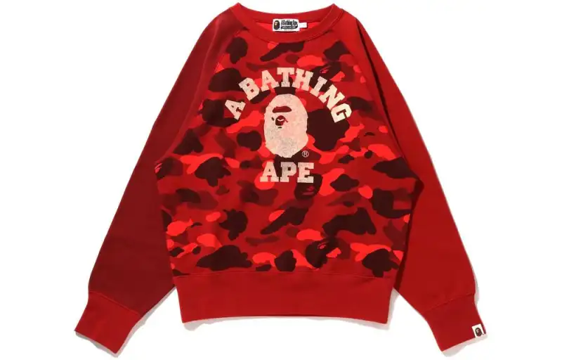 Bape Women's Crazy Color Camo Raglan Crewneck White