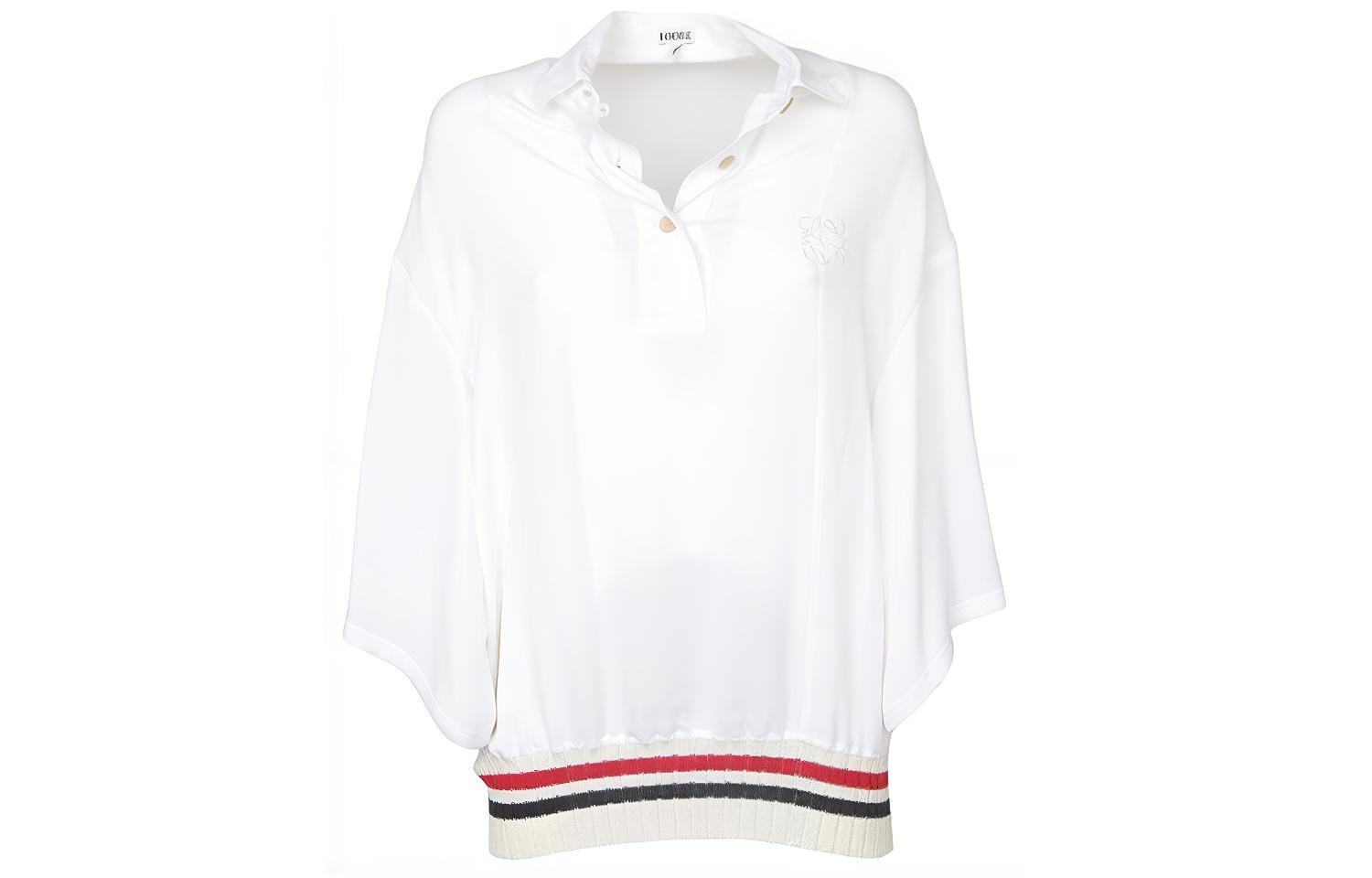 LOEWE Polo Shirts Women's White V Neck Moderate Straight Fit