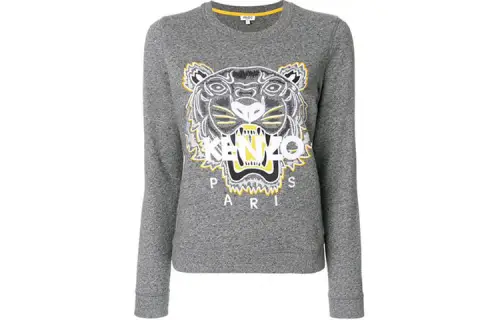 KENZO Sweatshirts Women's Gray Crew Neck Moderate Regular