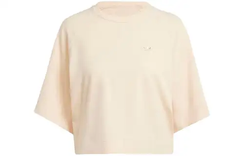 Adidas Originals T Shirts Women's Light Yellow Crew Neck Moderate Straight Fit