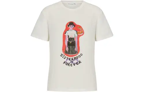 DIOR T Shirts Women's Beige Crew Neck Moderate Straight Fit