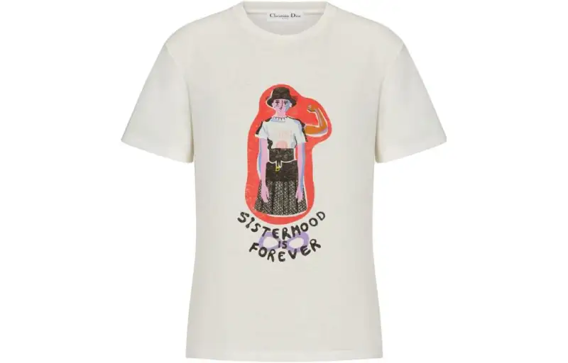 DIOR T Shirts Women's Beige Crew Neck Moderate Straight Fit