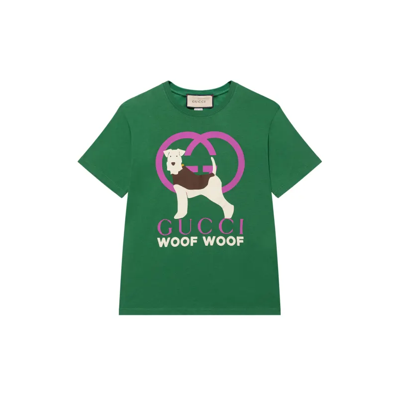 GUCCI Drop Shoulder Sleeve T Shirt Women's Green
