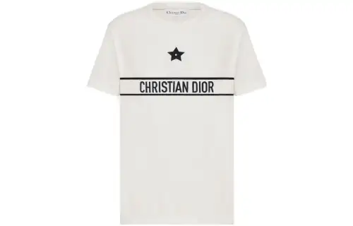 DIOR T Shirts Women's White Crew Neck Moderate Straight Fit