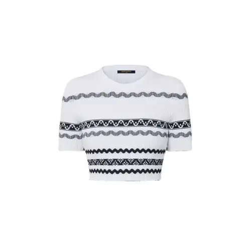 LOUIS VUITTON Scallop Stripe Knit Crop Top