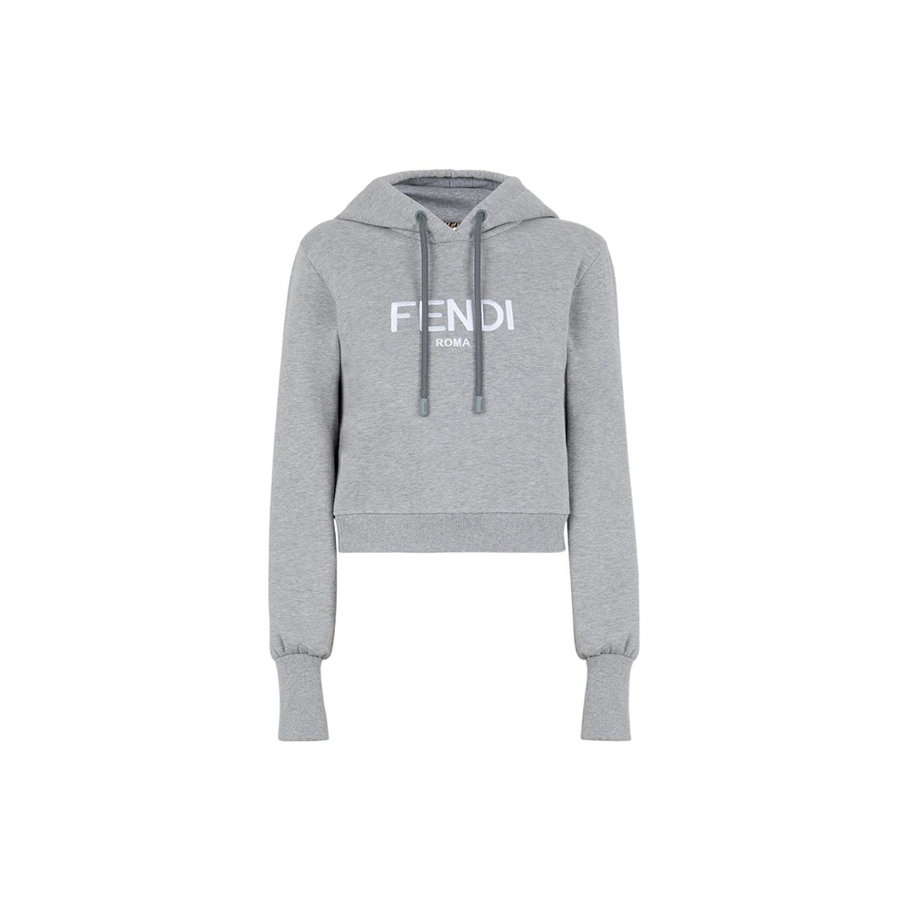 Женское худи Fendi с логотипом (серое)