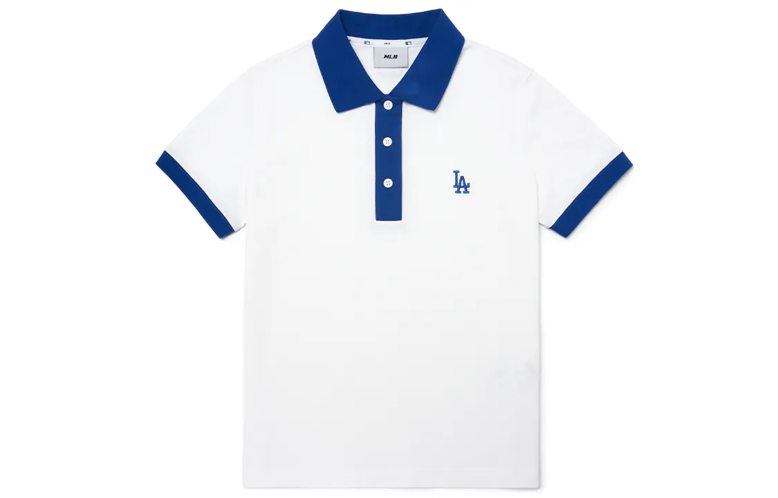 MLB Los Angeles Dodgers Polo Shirts Women's White Polo Collar Moderate Straight Fit
