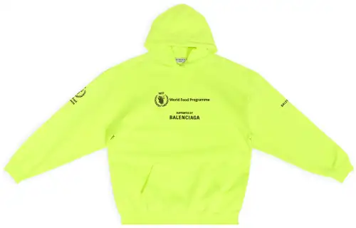 Balenciaga X WFP Sweatshirts Women's Neon Yellow Hooded Moderate Heavyweight