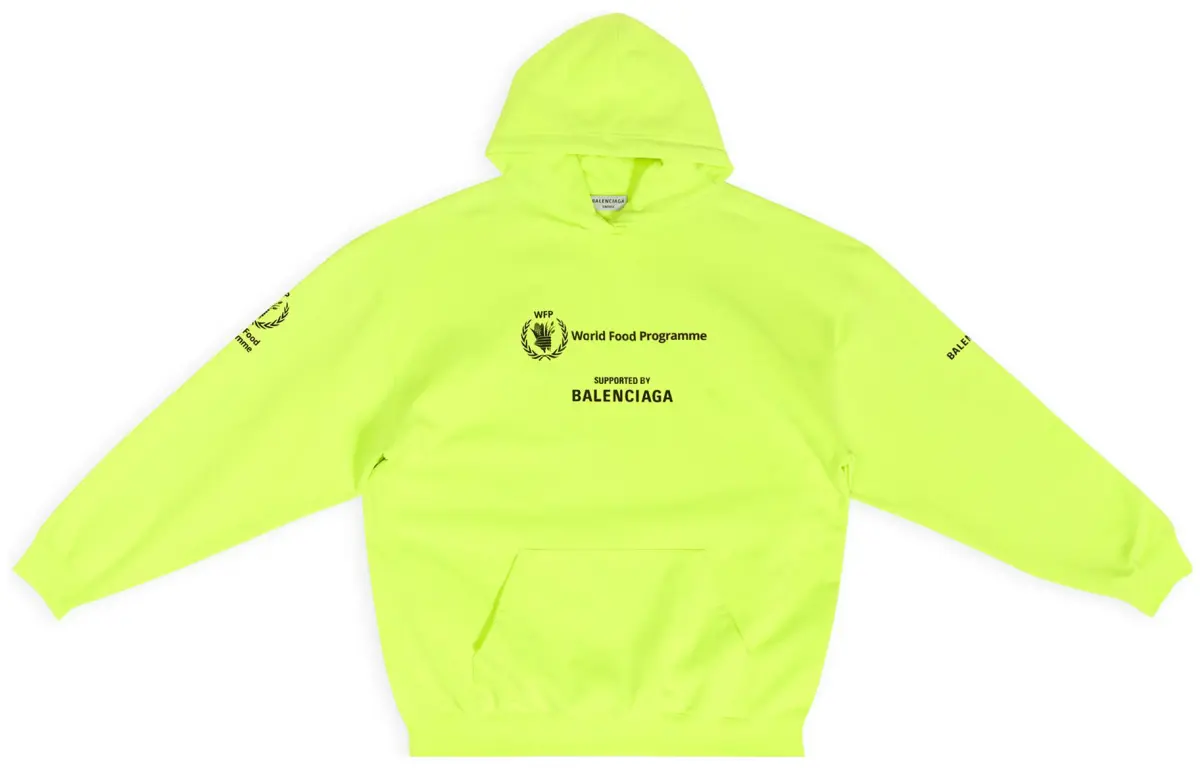 Balenciaga X WFP Sweatshirts Women's Neon Yellow Hooded Moderate Heavyweight