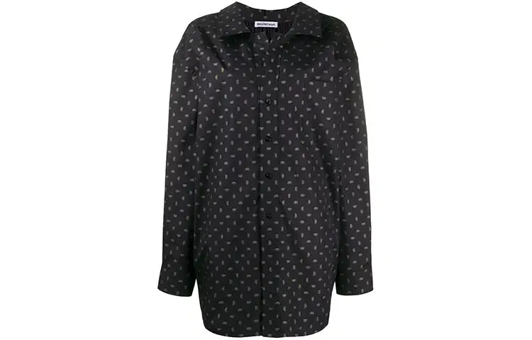 Balenciaga Shirts Women's Black Square Collar Moderate Shirt