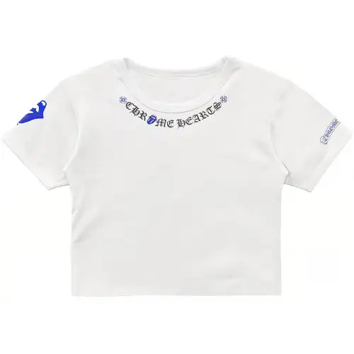Chrome Hearts x GUNSHI SS24 Letter Print Crew Neck Short Pullover Short Sleeved T Shirt Women's White