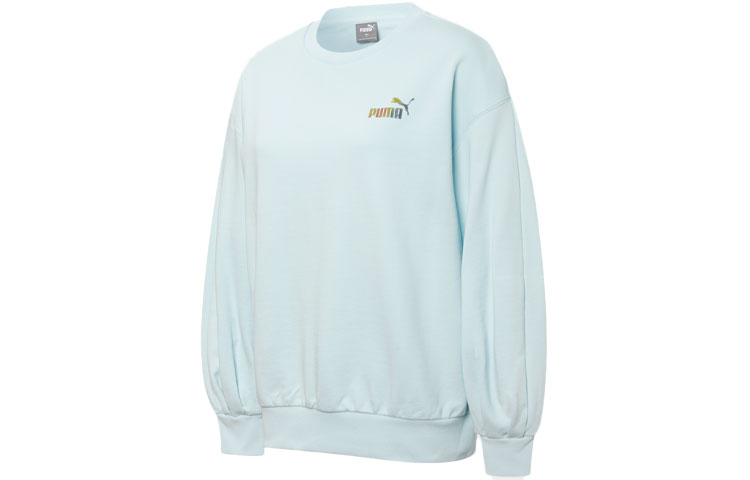PUMA Puma, sports blue sweatshirt with a round collar, with your logo imprint, loose fit