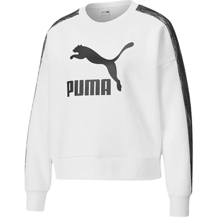PUMA Sweatshirts Women's White Crew Neck Moderate Straight Fit