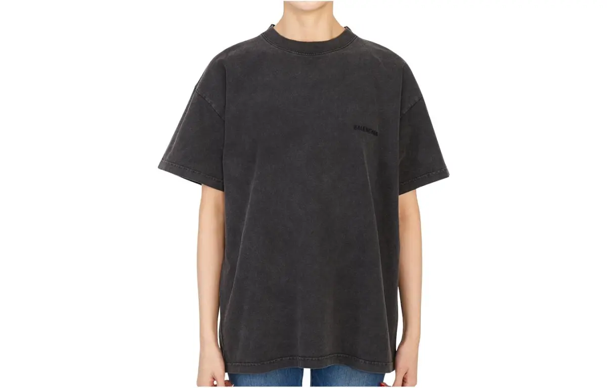 Balenciaga SS22 Drop Shoulder Sleeve T Shirt Women's Black Gray Loose Fit