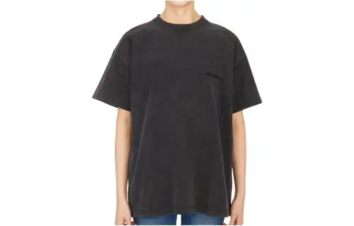 Balenciaga SS22 Drop Shoulder Sleeve T Shirt Women's Black Gray Loose Fit