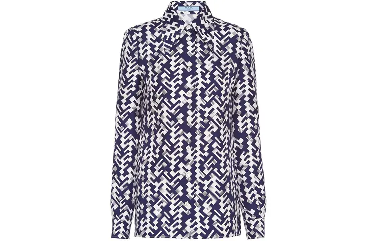 PRADA Shirts Women's Blue Lapel Moderate Shirt