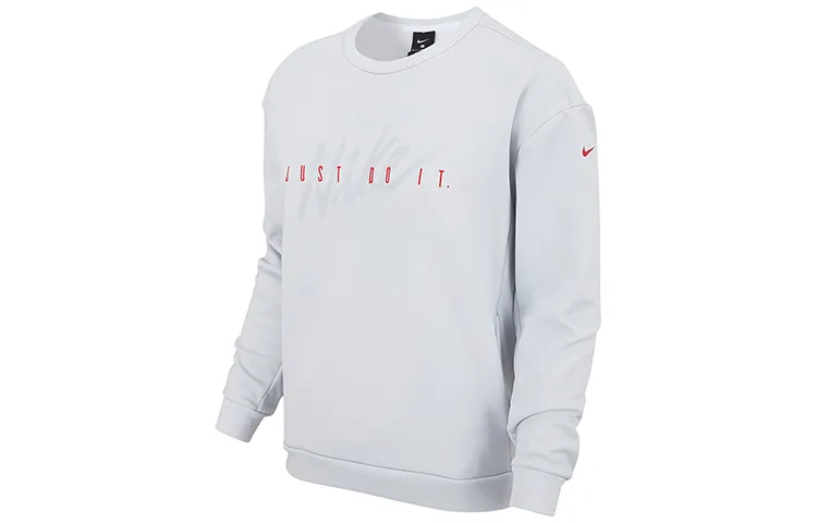 Nike Therma Crew Neck Pullover Comfortable Fleece Lined Long Sleeved Sweatshirt Women's White