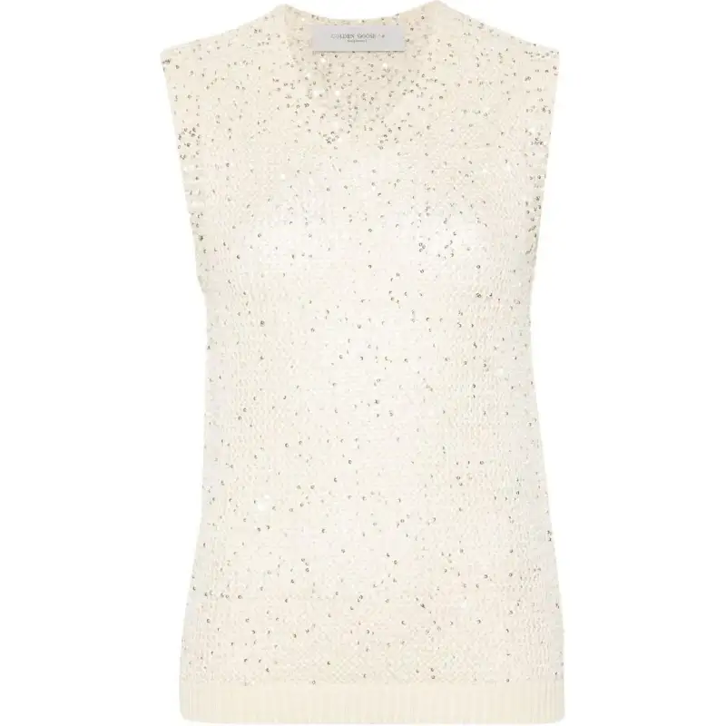 Golden Goose Sequined Mesh Knitted Tank Top