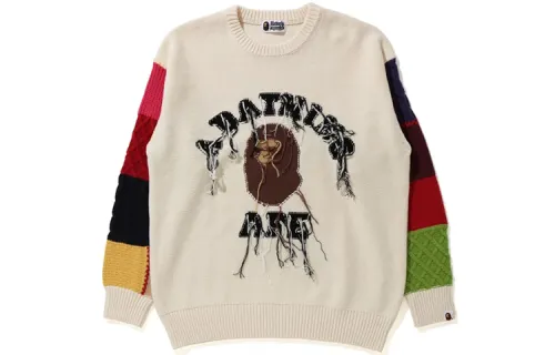 A BATHING APE Bape Knitwear Women's White Crew Neck Moderate Straight Fit