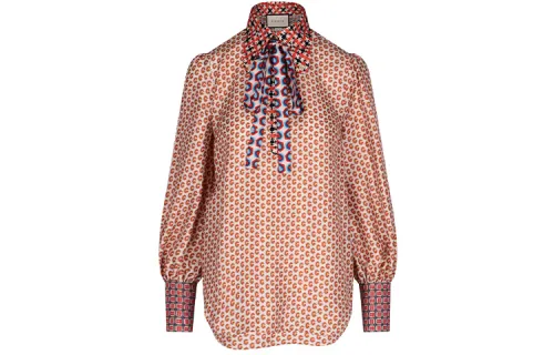 GUCCI Shirts Women's Orange Square Collar Moderate Shirt