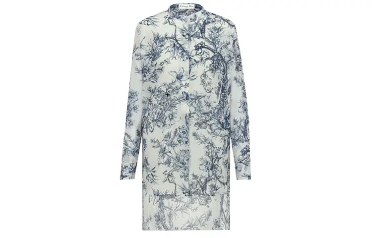 DIOR Quarterly New Products Shirts Women's Blue Crew Neck Moderate Shirt