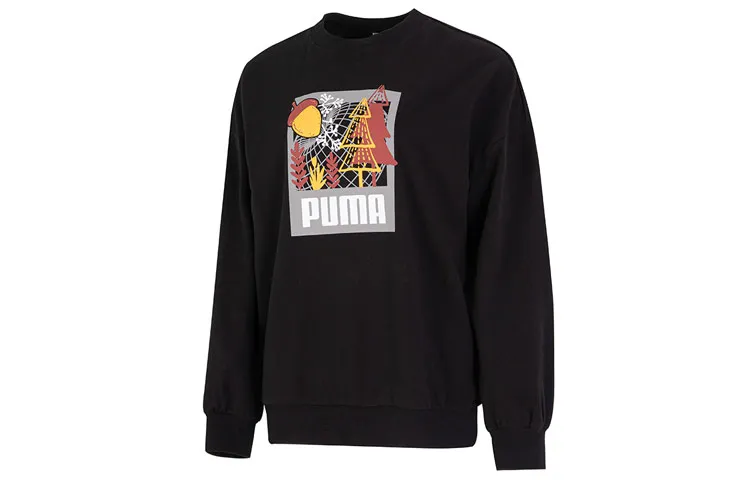 PUMA Sweatshirts Women's Black Crew Neck Moderate Regular