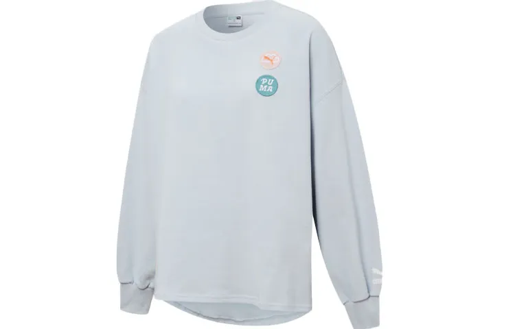 PUMA Sweatshirts Women's Blue Crew Neck Moderate Regular