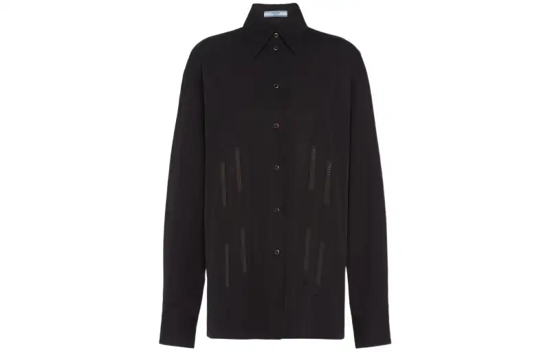 PRADA Shirts Women's Black Lapel Moderate Shirt