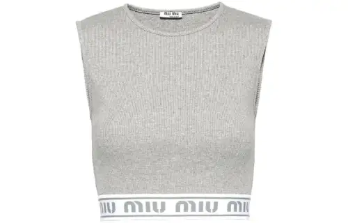 MIU MIU Camisoles Women's Gray Crew Neck Moderate Other