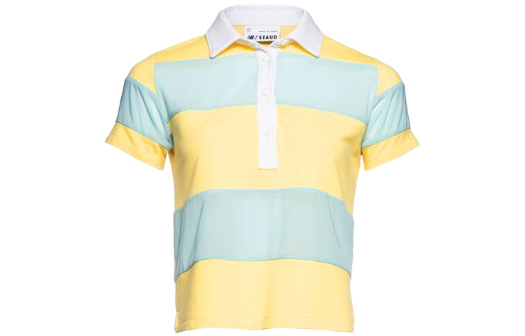 New Balance X Staud Polo Shirts Women's Yellow Blue Polo Collar Moderate Straight Fit