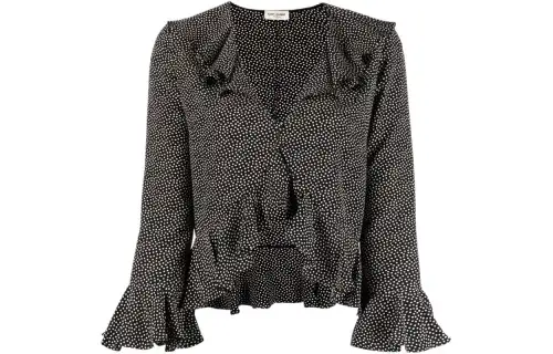 SAINT LAURENT Ruffle-Trim Long-Sleeved Blouse