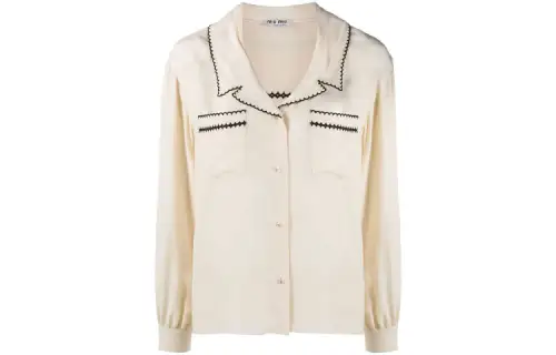 MIU MIU Shirts Women's Ecru Lapel Moderate Shirt