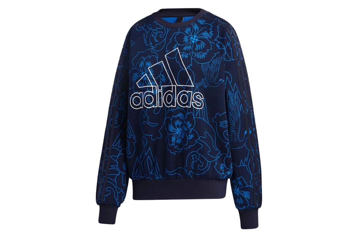 Adidas Sweatshirts Women's Blue Crew Neck Moderate Regular